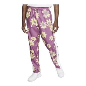 Nike Tear Away Floral Pants Medium Purple Yellow Snap Joggers Streetwear